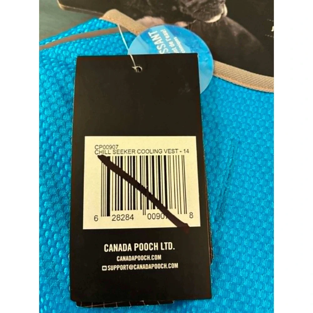 Canada‎ Pooch Chill Seeker Cooling Vest & Bandana Set 14 M Blue NWT Reflective